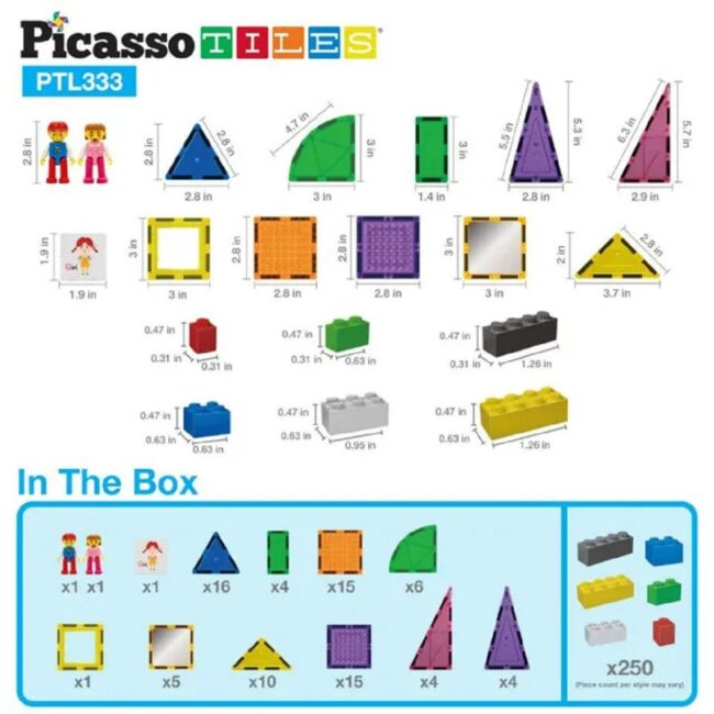 PTL33.2 Picasso Tiles Magnetic Building Bricks And Tiles 333 Pcs in UAE - view 2