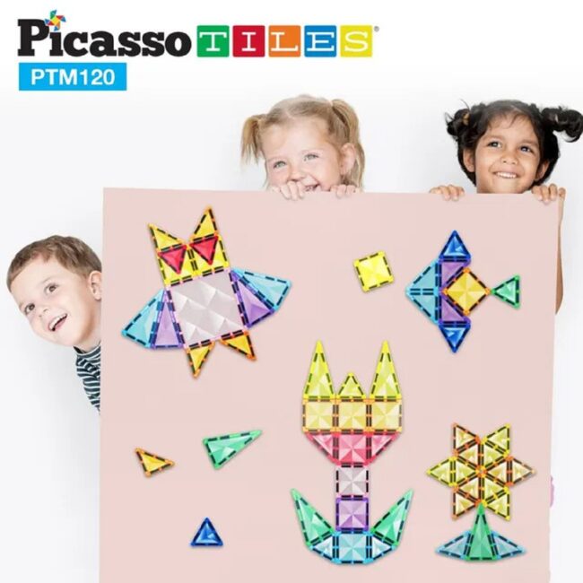 PTM120.3 Picasso Tiles Magnetic Tiles Mini Diamond W Characters Car 120Pcs in UAE - view 4
