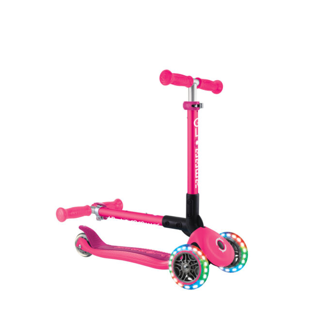 4895224403739.2 GLOBBER JUNIOR FOLDABLE LIGHTS SCOOTER NEON PINK in UAE - view 2