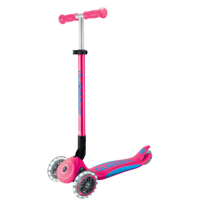 GLOBBER PRIMO FOLDABLE PLUS LIGHTS SCOOTER FUCHSIASKY BLUE in UAE