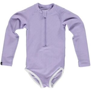 Beach Bandits Lavender Ribbed Swimsuit Long Sleeve