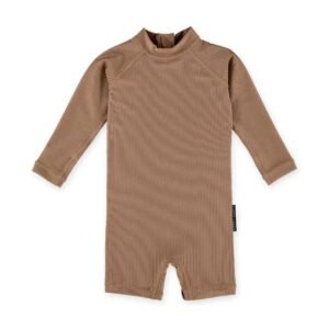 Beach Bandits Ribbed Baby Swimsuit Chocolate