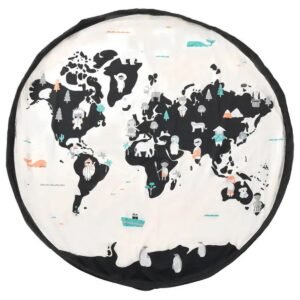 Play And Go Playmat Storage Bag World Map Print White