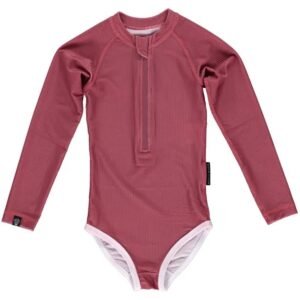 Beach Bandits Garnet Ribbed Swimsuit Long Sleeve