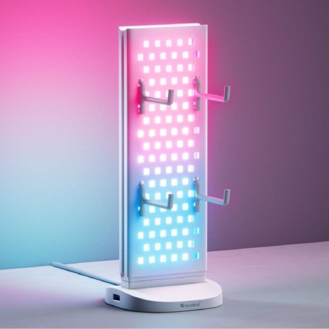 15762019_0_i1064 Nanoleaf Pegboard Desk Dock with LED Display RGB Light Effects Desk Storage Connectivty Stylish Desk Setup for Gen Z Compatible with Mac Windows White in UAE
