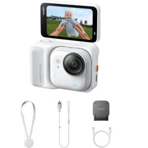 Insta360 GO Ultra Standard Bundle 4K Tiny Action Camera LowLight Capture 10m Waterproof WideAngle w Flip Screen FlowState Stabilization Magnet Pendant Clip for Travel Vlogging White