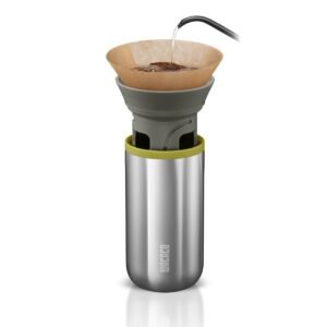 Wacaco CUPPAMOKA Portable Pour Over Coffe Maker Portable Drip Coffee Maker Filter American Coffee Machine w 10 Cone Paper Filters Manually Operated Stainless Steel Coffee Brewer 10 fl oz
