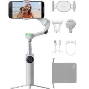 Insta360 Flow 2 Pro Creator Kit Ultimate AI Tracking Stabilizer 360 Pan Tracking Builtin TripodSelfie Stick Track in 200 Apps with Apple DockKit MultiPerson Tracking Stone Grey