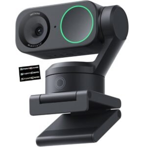 Insta360 LINK 2 AI Powered Webcam w Gimbal 4K DSLR Quality SoloMultiple Face Tracking Gesture Control for OnLine Presentations Conference Streaming Zoom Teams Video Calls Black