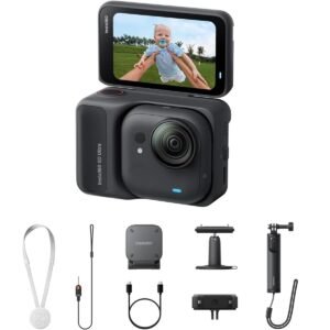 Insta360 GO Ultra Creator Bundle Midnight Black Tiny 4K Cam Lightweight Portable Low Light Excellence Mount Anywhere FlowState Stabilization 200 Min Battery Life
