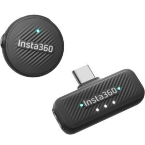 Insta360 Mic Air Transmitter Receiver Compact Tx Rx 10 Hrs Battery Life Omnidirectional CrystalClear Audio 300m Wireless Range Magnetic ClipOn Pendant for X5 Ace Pro 2 Black