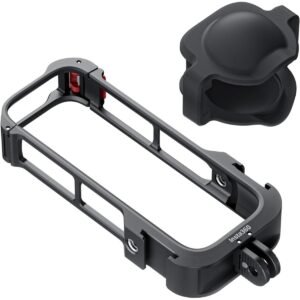 Insta360 X4 Utility Frame Protective Metal frame for X4s Lenses and body Upgraded Buckle Design 2x Cold Shoe Mounts Vertical or Horizontal Mounting Black