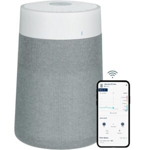 BLUEAIR Blue Pure 511i Max HiPerformance Air Purifier 3Stage Filtration Collects Dust Gas Pet Hair VOCs Washable Fabric PreFilter for HomeOffice Up to 460 sqf Room size White Grey