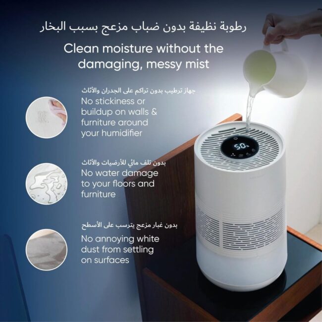 689122029962.4 BLUEAIR InvisibleMist H35i Air Humidifier 360 Design Touchscreen Interface Air and Water Purifier up to 48Hrs Smart Filter Monitoring for HomeOffice Use Up to 500 sqf Room size White in UAE - view 4