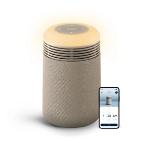 Blueair Mini Restful Air Purifier w WakeUp Light HEPASilent Tech Smart Sleep Personalization Sunrise Alarm App Control USBC Charging for Small to Medium size Bedrooms 140336 sqft Beige
