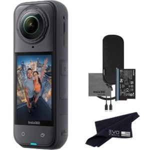 Insta360 X5 Stand Alone 15M Waterproof 8K 360 Action Camera Dual 1128 Sensor Low Light Capture Wind Guard Replaceable Lens 185 Mins Battery Life AI Editing Auto Stabilization Black