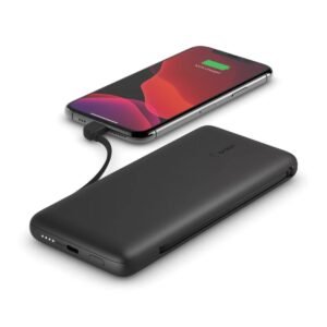 Belkin BOOST CHARGE 10K PD Power Bank w Integrated Cables Lightning USBC for Apple iPhone 1211 Pro Max1211 Pro1212 MiniXRXS Max876 Plus iPadiPad Pro other USBC Devices Black