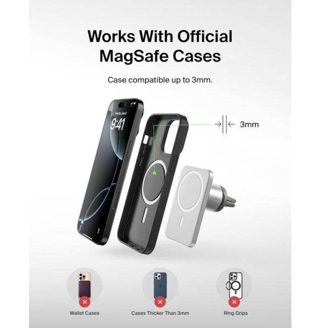 745883818297.6 Belkin Car Vent Mount PRO with MagSafe Air Vent Holder for iPhone 12 Pro Max 12 Pro 12 12 Mini Landscape or Portrait Mode Apple MagSafe Compatible in UAE - view 6