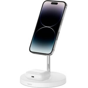 Belkin BOOST CHARGE PRO 2IN1 Wireless Charger Stand with MagSafe for Apple iPhone 12 Pro Max12 Pro1212 Mini AirPodsAirpods Pro Wireless Charging Case White