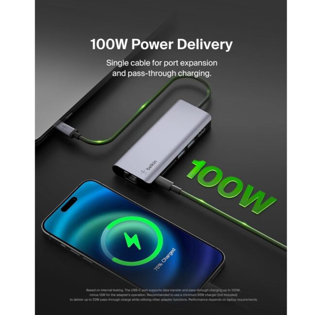 745883819829.4 Belkin CONNECT USBC 6in1 Multiport Hub HDMI 4K Ethernet Port SD Card Slot 100W USBC PD 30 2x USBA 30 5 Gbps Bandwidth for MacBook ProAir iPad Pro other USBC Devices in UAE - view 4