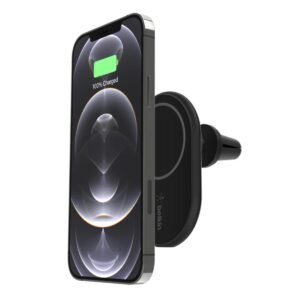 Belkin BOOSTCHARGE Magnetic Wireless Car Charger 10W MagSafe Compatible for Apple iPhone 1312 series Easy Secure OneHand Operation 360 Rotation Includes USBC Cable 20W Car Power Supply