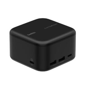 BELKIN Connect 6in1 Pro GaN Dock 130W Charging Multimedia Station6 Ports Safe Reliable Compact Portable Windows Mac OS Compatible UK Plug Space Grey