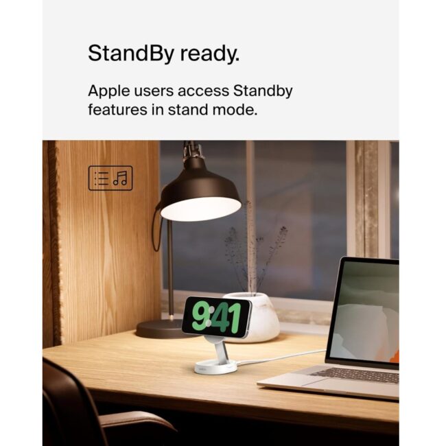 Belkin BoostCharge Pro Convertible Magnetic Wireless Charging Stand w Qi2 15W PD Fast Charger Adjustable Pad or Stand Mode for iPhone 15141312 Pro Max Plus S2423 Ultra iOS Android White in UAE - view 5