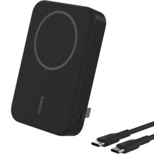 BELKIN Magnetic Qi2 Wireless Power Bank 10KmAh Kick Stand 15W MagSafe Portable ChargerMovies Video Call NightStand for Apple iPhone 1615141312 Series S252423 Ultra iOS Android Black