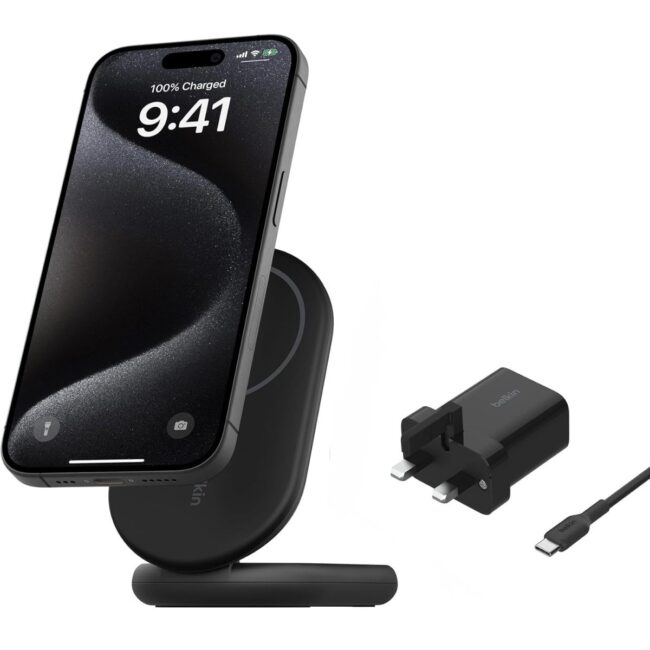 BELKIN BoostCharge Magnetic Foldable Wireless Charger w Qi2 15W PD Fast Charger Adjustable Pad or Stand Mode for iPhone 1615141312 Pro Max Plus S252423 Ultra iOS Android Black in UAE - view 5