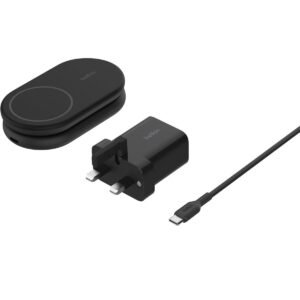BELKIN BoostCharge Magnetic Foldable Wireless Charger w Qi2 15W PD Fast Charger Adjustable Pad or Stand Mode for iPhone 1615141312 Pro Max Plus S252423 Ultra iOS Android Black