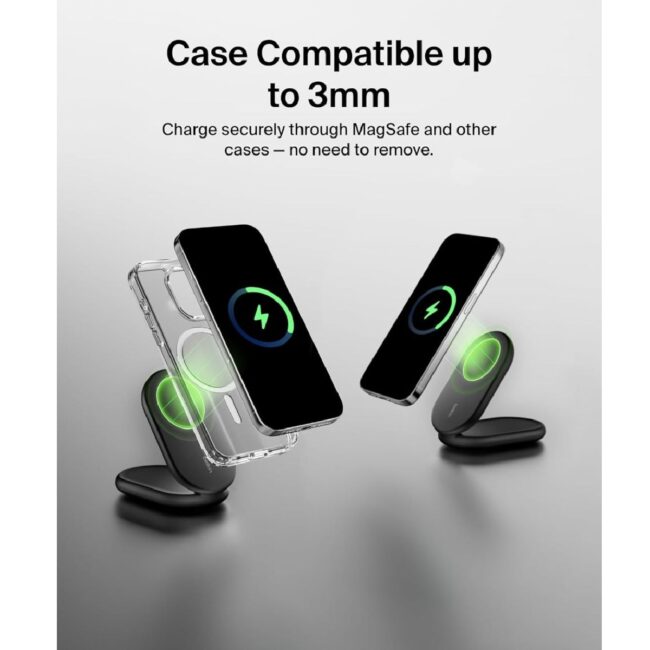 BELKIN BoostCharge Magnetic Foldable Wireless Charger w Qi2 15W PD Fast Charger Adjustable Pad or Stand Mode for iPhone 1615141312 Pro Max Plus S252423 Ultra iOS Android Black in UAE - view 4
