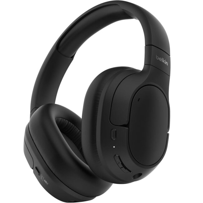 Belkin SooubndForm Isolate High Quality ANC Noise Cancelling OverEar Headphones Bluetooth 54 60Hrs Battery Life USBC Fast Charging MultiPoint Comfortable Adjustable Foldable Black in UAE