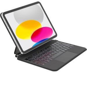 Belkin Connect Keyboard Folio Case w Magnetic Stand for iPad 109 10th Gen 64 Keys Bluetooth Backlit Slim Lightweight Auto WakeSleep Long Battery Arabic English Keyboard Black