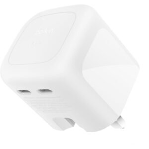 Belkin 2Port USB C Plug 67W DualPort GaN Charger with 2x USB C Ports Fast Charging for MacBook iPhone 17 iPad Pro Chromebook Galaxy S25 Ultra Pixel 10 etc Travel Essentials White