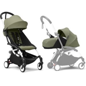 Stokke YOYO3 White Frame 0 6 Olive Bundle