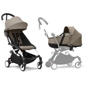 Stokke YOYO3 Frame White Newborn 6 Pack Bundle Taupe