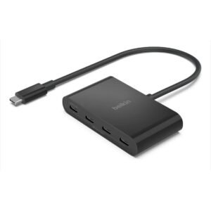 Belkin Connect USBC to 4Port USBC Hub USBC Portable Adapter Extender to 4x USBC ports 100W PD 10Gbps Transfer Speed Great for Multiple Devices for MacBook iPad Chromebook PC Black