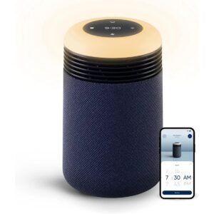 Blueair Mini Restful Air Purifier w WakeUp Light HEPASilent Tech Smart Sleep Personalization Sunrise Alarm App Control USBC Charging for Small to Medium size Bedrooms 140336 sqft Blue