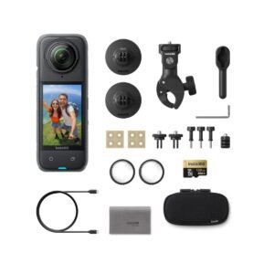 Insta360 X4 MotorCycle Bundle 8K 10m Waterproof 360 Action Camera 4K WideAngle Video 135 Min Battery Life AI Editing Auto Stabilization 256GB Memory Card Motorcycle Kit Bundle