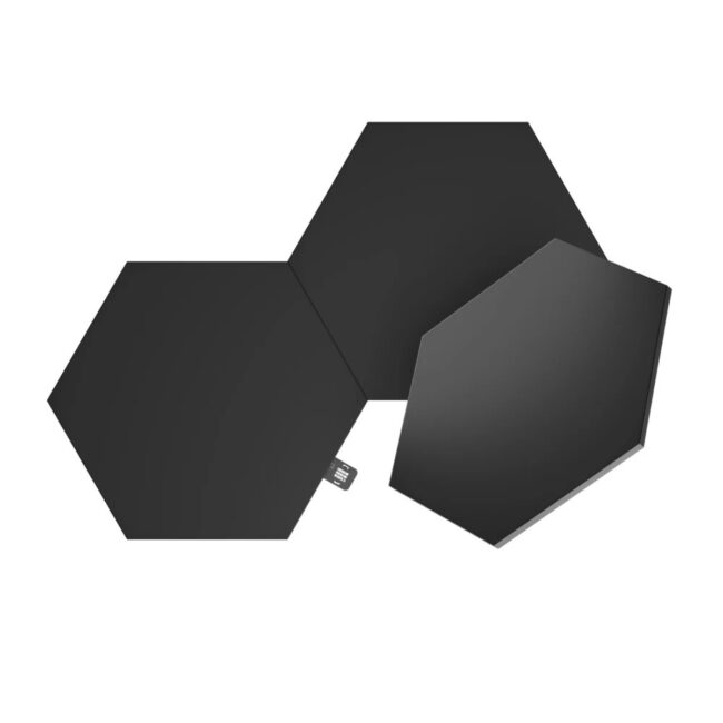 Nanoleaf SHAPES Hexagons Ultra Black Expansion Pack Smart WiFi LED Panel System Instant Wall Decoration Home or Office Use 16M Colors Low Energy Black Panels Only 3pcs in UAE