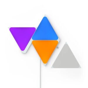 Nanoleaf SHAPES Triangles Starter Kit Smart WiFi LED w Music Visualizer Instant Wall Decor Home or Office Use for Gamers Design Concept 16M Colors Low Energy Consumption White 4 packs