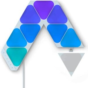 Nanoleaf SHAPES Triangles Mini Starter Kit Smart WiFi LED Panel System w Music Visualizer Instant Wall Decoration Home or Office Use 16M Colors UK 3Pin Plug Type White 9 packs