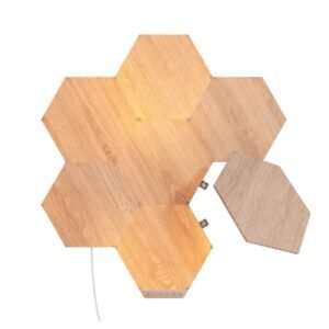 Nanoleaf ELEMENTS Hexagons Starter Kit Birchwood Smart WiFi LED Panel System w Music Visualizer Instant Wall Decoration Home or Office Use 16M Colors Low Energy Consumption 7 packs