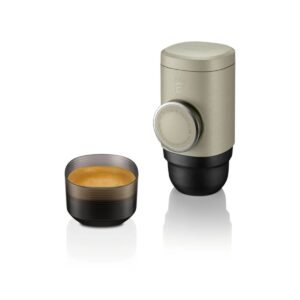 Wacaco MINIPRESSO NS2 Portable Espresso Machine for Coffee Capsules EcoFriendly Made Using Biomass 18 Bar Powerful Extraction Ultra Light Weight Integrated Water Tank System Beige