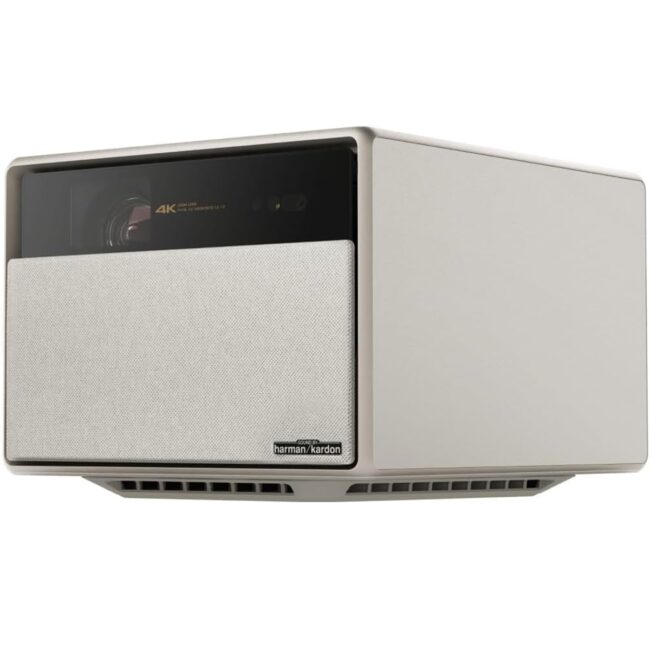 XGIMI HORIZON ULTRA 4K Long Throw Projector w Dolby Vision Dual Light System 2300 ISO Lumens Up to 200 Screen Size for HomeOffice 2x 12W HarmanKardon Speakers Smart Screen Adaptation Beige in UAE