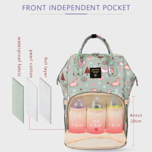 Sunveno Diaper Bag with USB – Green Dream Sky + Hooks in UAE