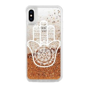 Casetify iPhone XS/X Glitter Case Gold White Hamsa Hand