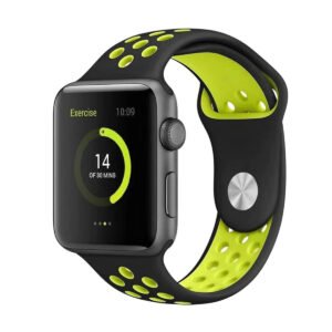 BeHello Premium Apple Watch 42/44mm Silicone Strap - Black/Yellow
