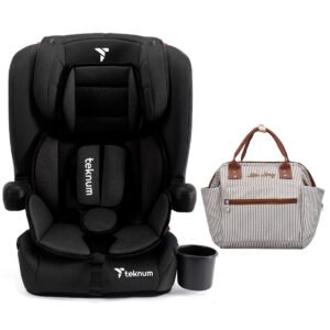 Teknum Pack and Go Foldable Car Seat w/ Ace Ivory  Diaper Bag -Black