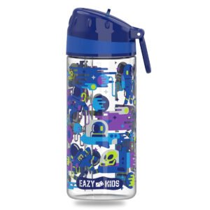 Eazy Kids Tritan Water Bottle w/ Carry handle, Astronauts  - Blue, 420ml